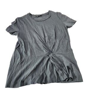 Zara Women's Size Small Knotted Short Sleeve Top Green
